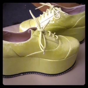 Ego and Greed holographic Neon Green platforms